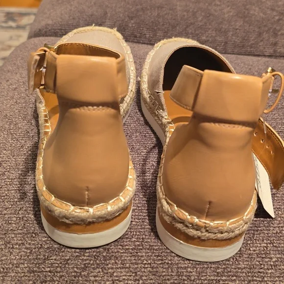 A.N.A BRAND WOMEN'S TAN SUMMER LINEN SHOES WITH ADJUSTABLE ANKLE STRAP SIZE 8 - Picture 3 of 13